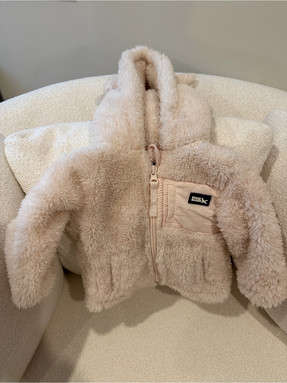 Baby Plush Hooded Jacket - light Pink Faux Sherpa